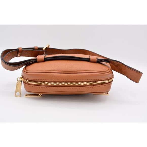 Rebecca Minkoff Belt Bag Desert Tan Pebbled Leather Three Zipper Gold Tone - Picture 10 of 12